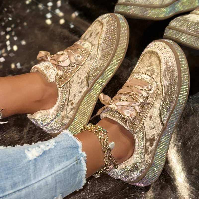 

Luxury Designer Women Sneakers Outdoor Platform Female Sneakers Women Fashion Luxury Rhinestone Ladies Shoes Zapatos De Mujer