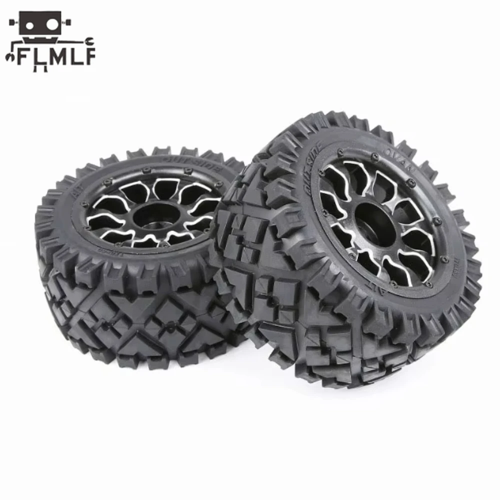 1/5 Rc Car Rofun Front or Rear All Terrain Tires with Metal Wheel Hub Fit for HPI ROVAN KM BAJA 5B Ss Truck Parts