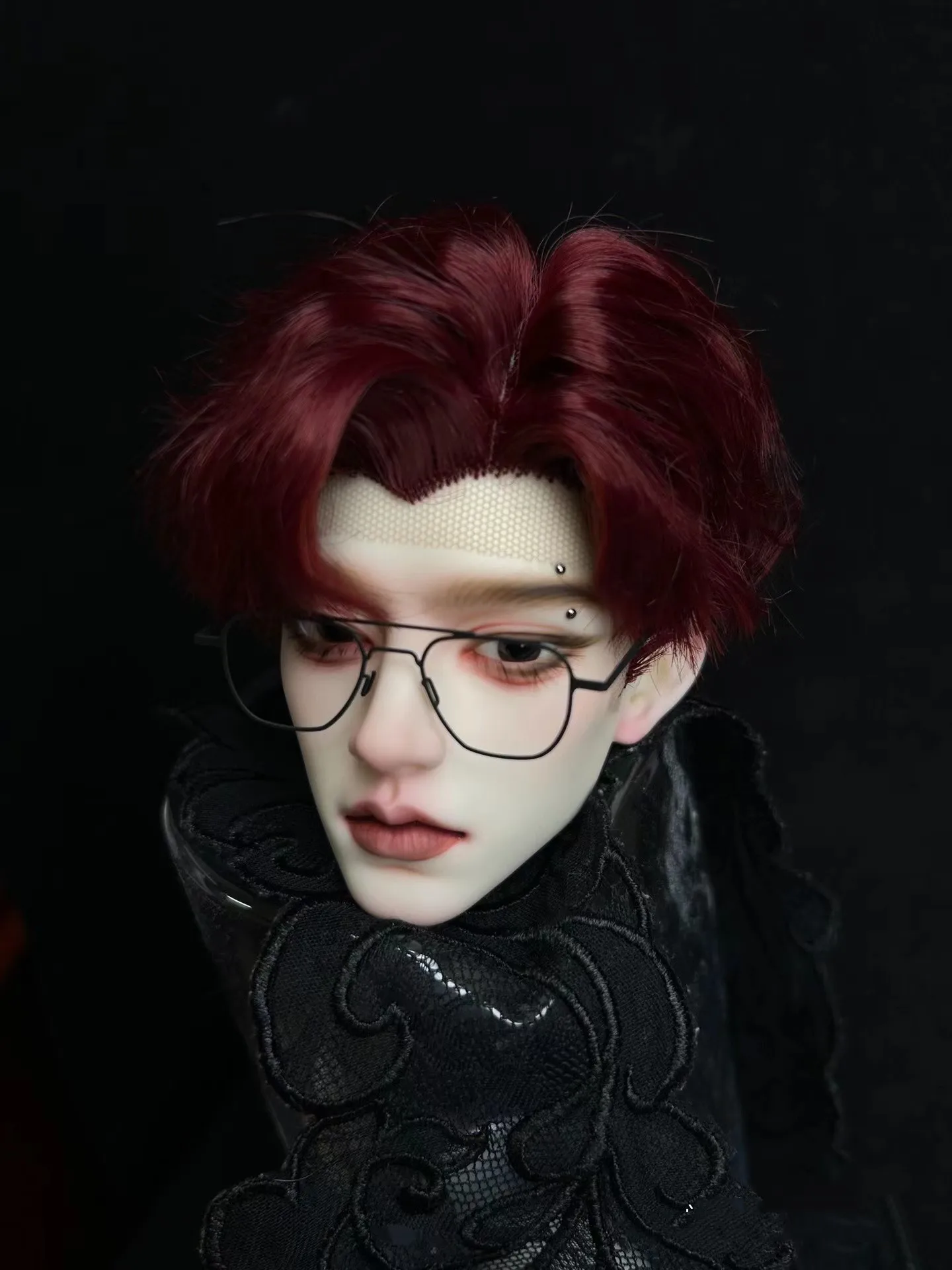 Stylish Male Curls , Wine-Red Gold Wig, 1/3 BJD Doll Hair Free Shipping