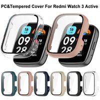 PC Protective Case For Redmi Watch 3 Active Full Cover Tempered Glass Screen Protector Bumper for Xiaomi Redmi Watch 3 Active