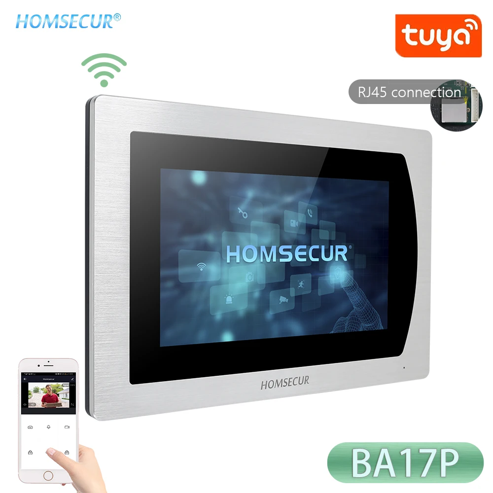 HOMSECUR BA17P PoE Powered Tuya 7" Indoor Monitor With Voice Message For HDK Video Door Intercom System