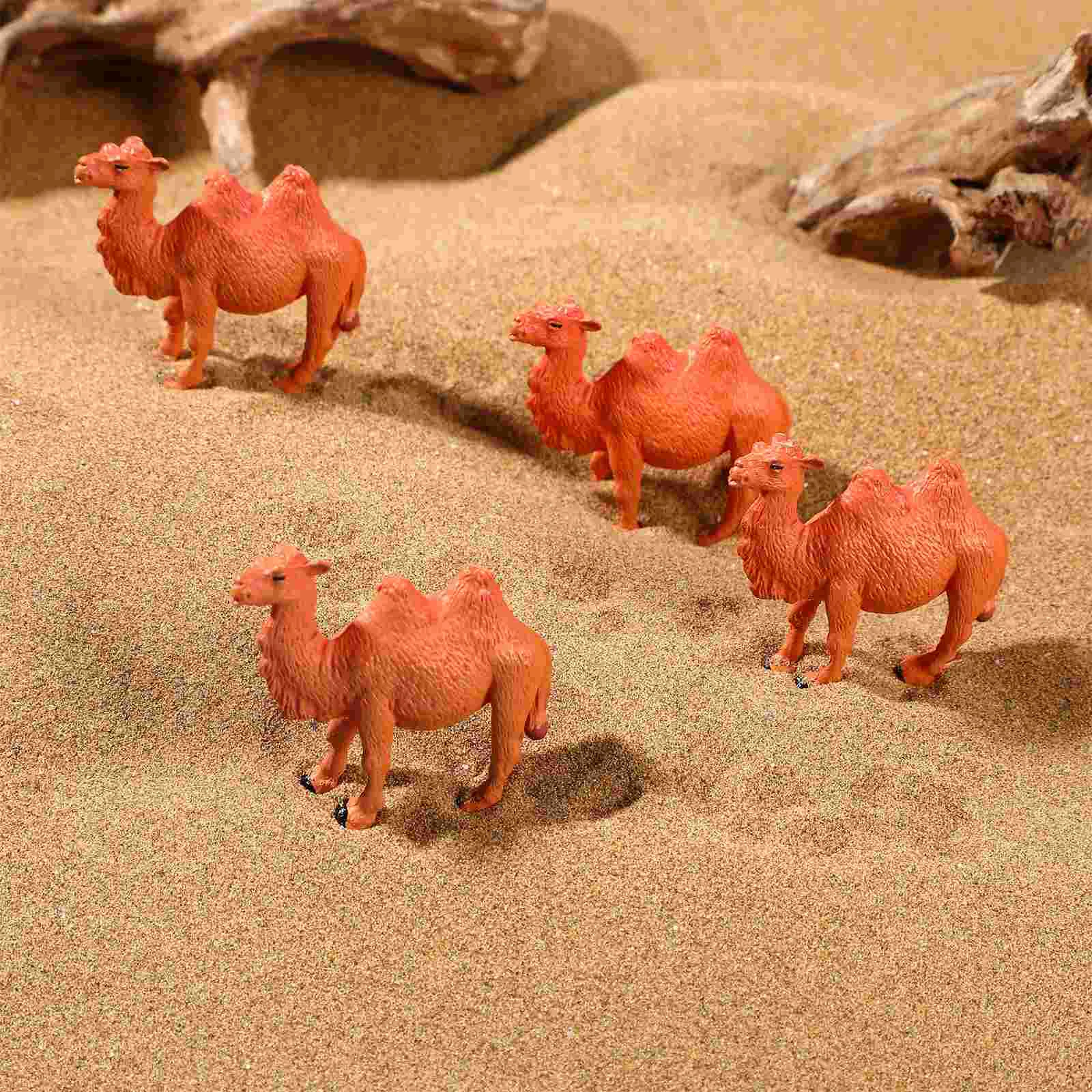 4 Pcs Mini Kids Camel Figures Accessories Statue Playthings Decors Baby Animals Figurines Ornaments