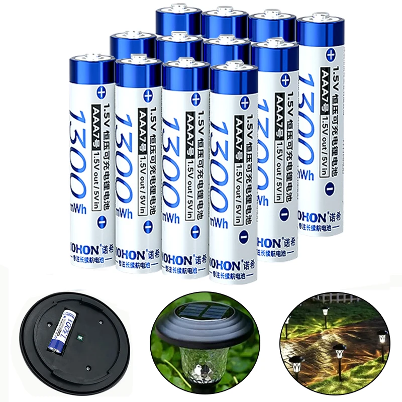 

NOHON 1.5V AAA 1300mWh Original Rechargeable Battery AA 3600mWh Battery for Outdoor Solar Garden Landscaping Pathway Light