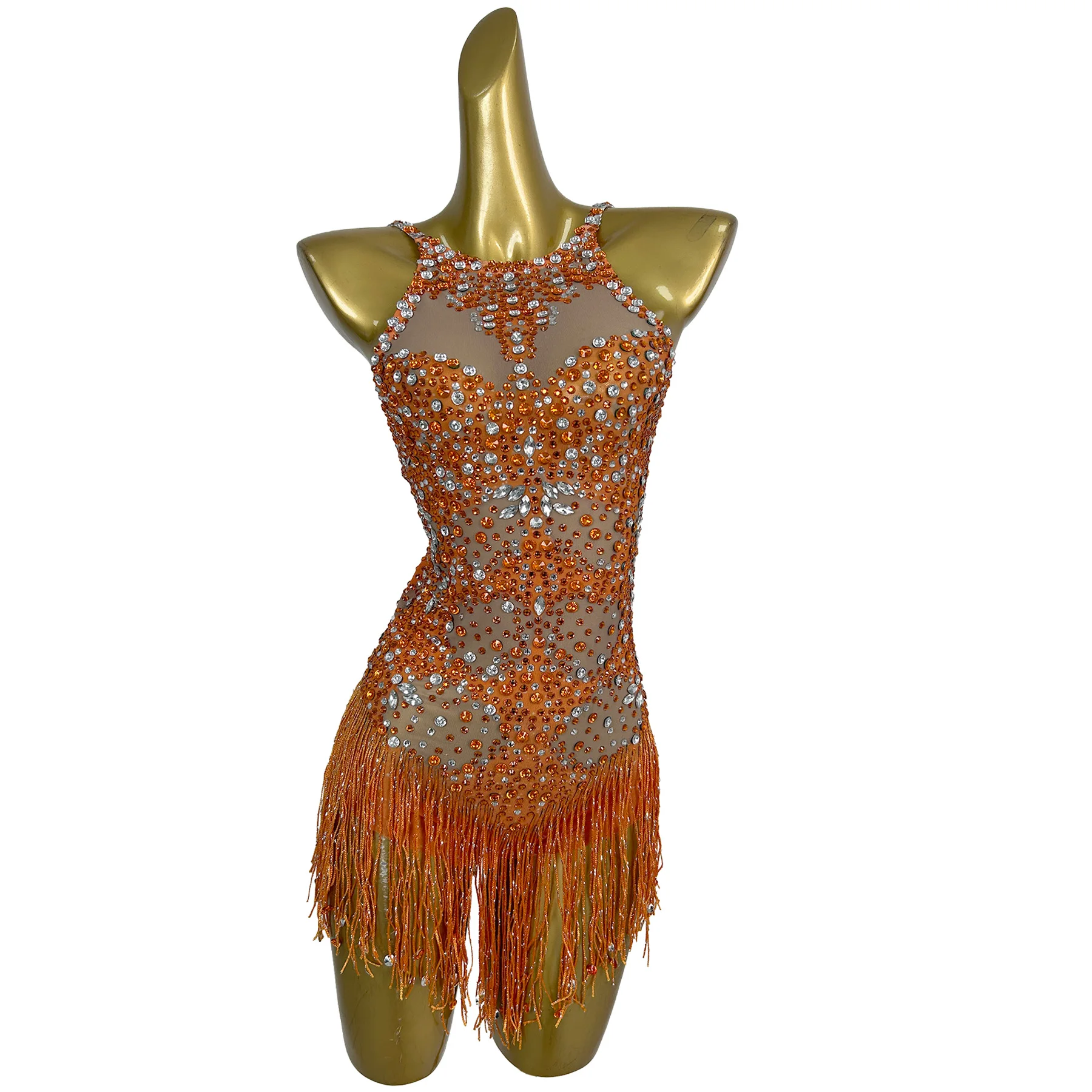 Sexy Sleeveless Crystal Tassel One Piece Bodysuits Women Dance Jumpsuit Live House Drama Performance Costume Festival Clothing
