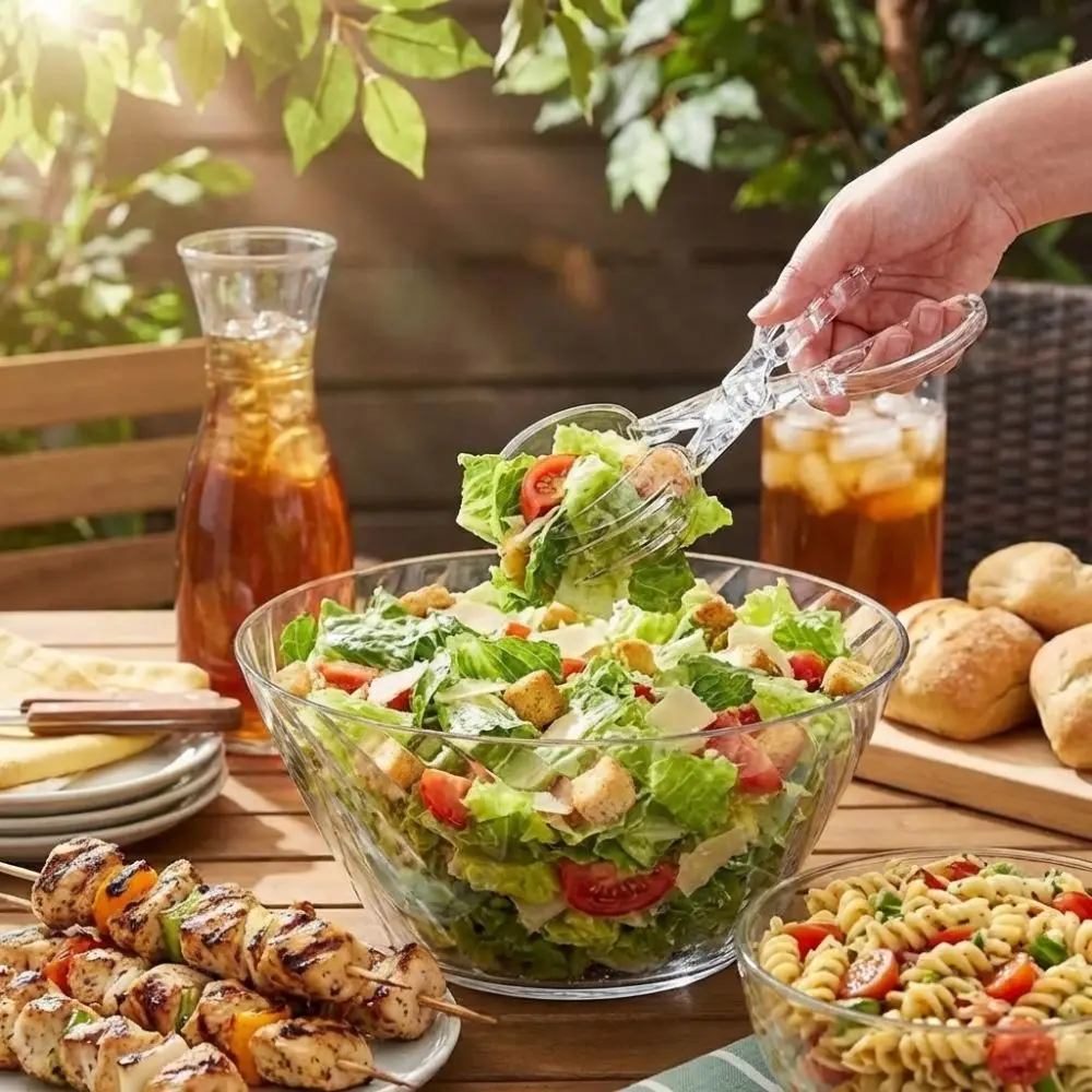 Multi-Purpose Plastic Salad Tongs Food-Grade Serving Utensils Food Clip Sanitary Anti-Slip Kitchen Clamp Cafeteria