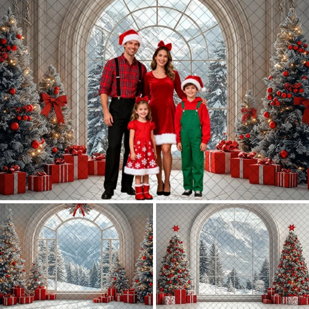 

Christmas Tree Window Room Decoration Photography Backdrops Custom Family Xmas Holiday Portrait Background Photo Studio Props