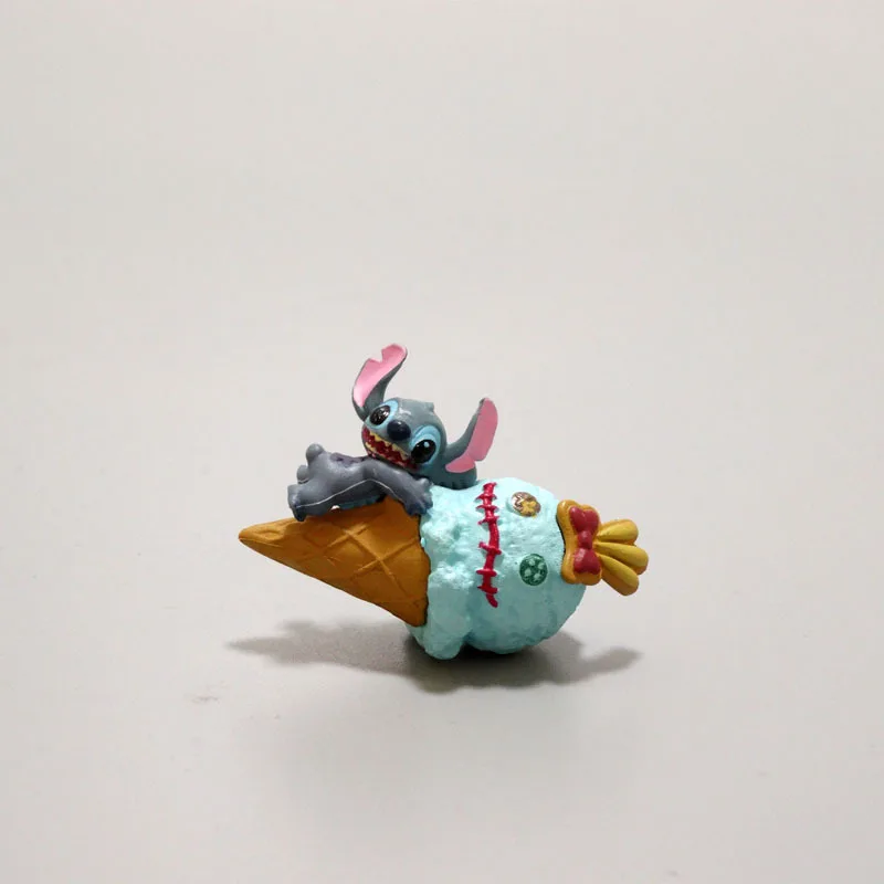 ディズニーミニステッチリロ & スティッチアクションフィギュアモデル装飾品人形マイクロ風景ハンバーガーホットドッグ車の装飾ギフト