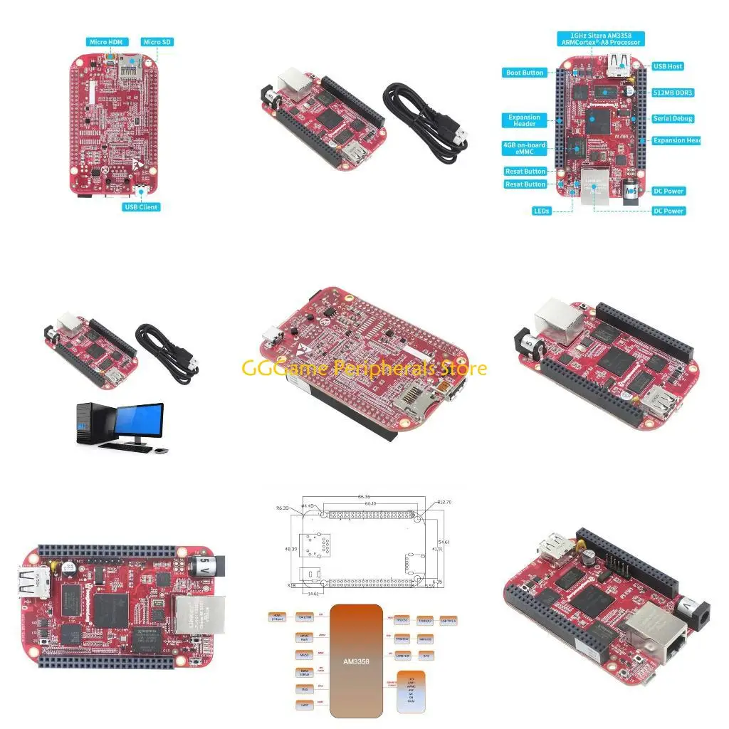 U55B สำหรับ Beaglebone 4G Embedded Development Board AM3358 บอร์ดหลัก BB-IND-4G สีแดง Board forDebian AndroidsUbuntu อุตสาหกรรม