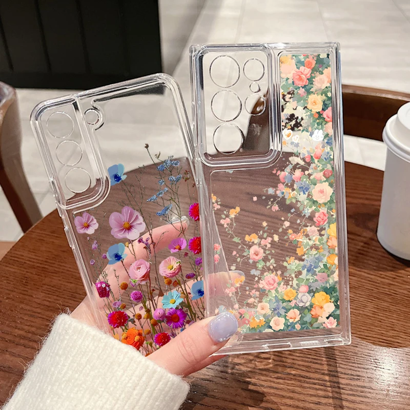 Small Flower Case For Samsung Galaxy S24 S23 S22 Ultra S21 S20 FE A52 A56 A14 A34 A15 A25 A35 A55 A54 5G S25 Plus Edge Cover