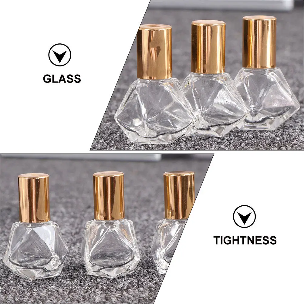 12Pcs 8Ml Glass Essential Oil Roller Bottles Roll-on Bottles Clear Body Tight Seal Cap Refillable Portable Travel Perfume