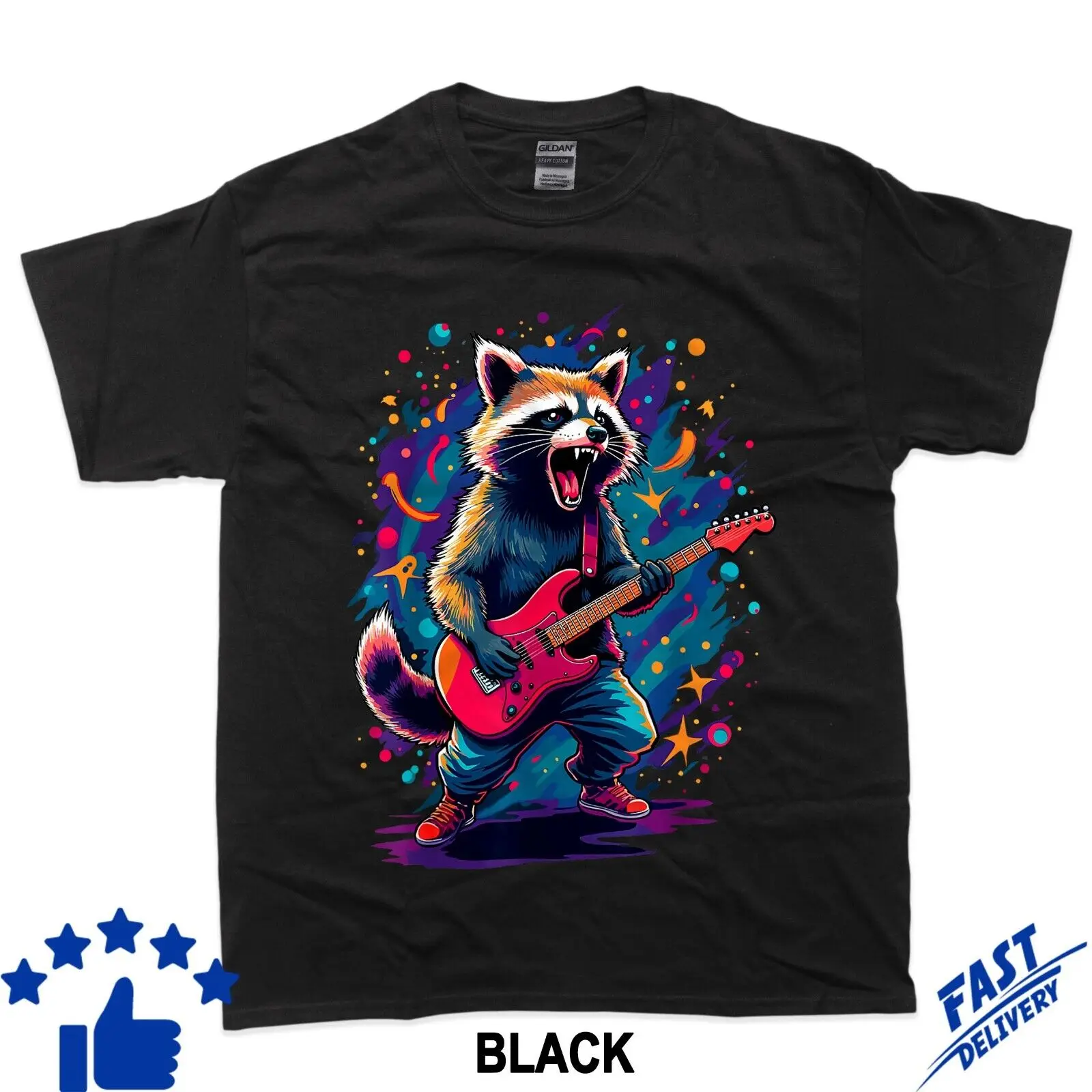 

Rocking Raccoon Guitar Player Concert Festival Music Cool T-Shirt