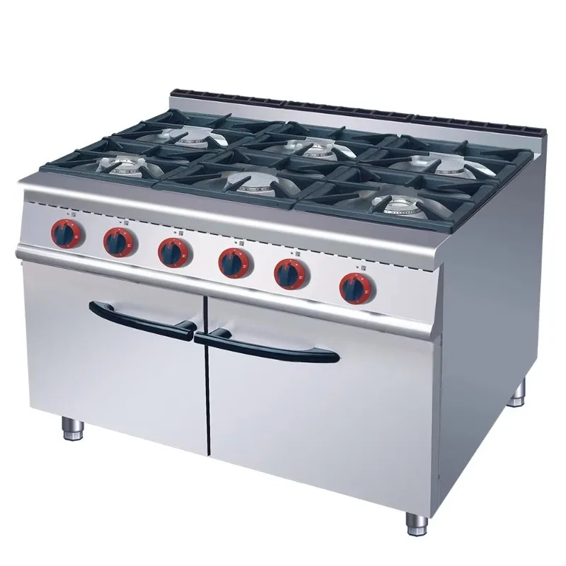 Standard 6 Burner Commercial Gas Range with Gas Oven Freestanding Cooker Stove for Hotel Restaurant Kitchen Custom