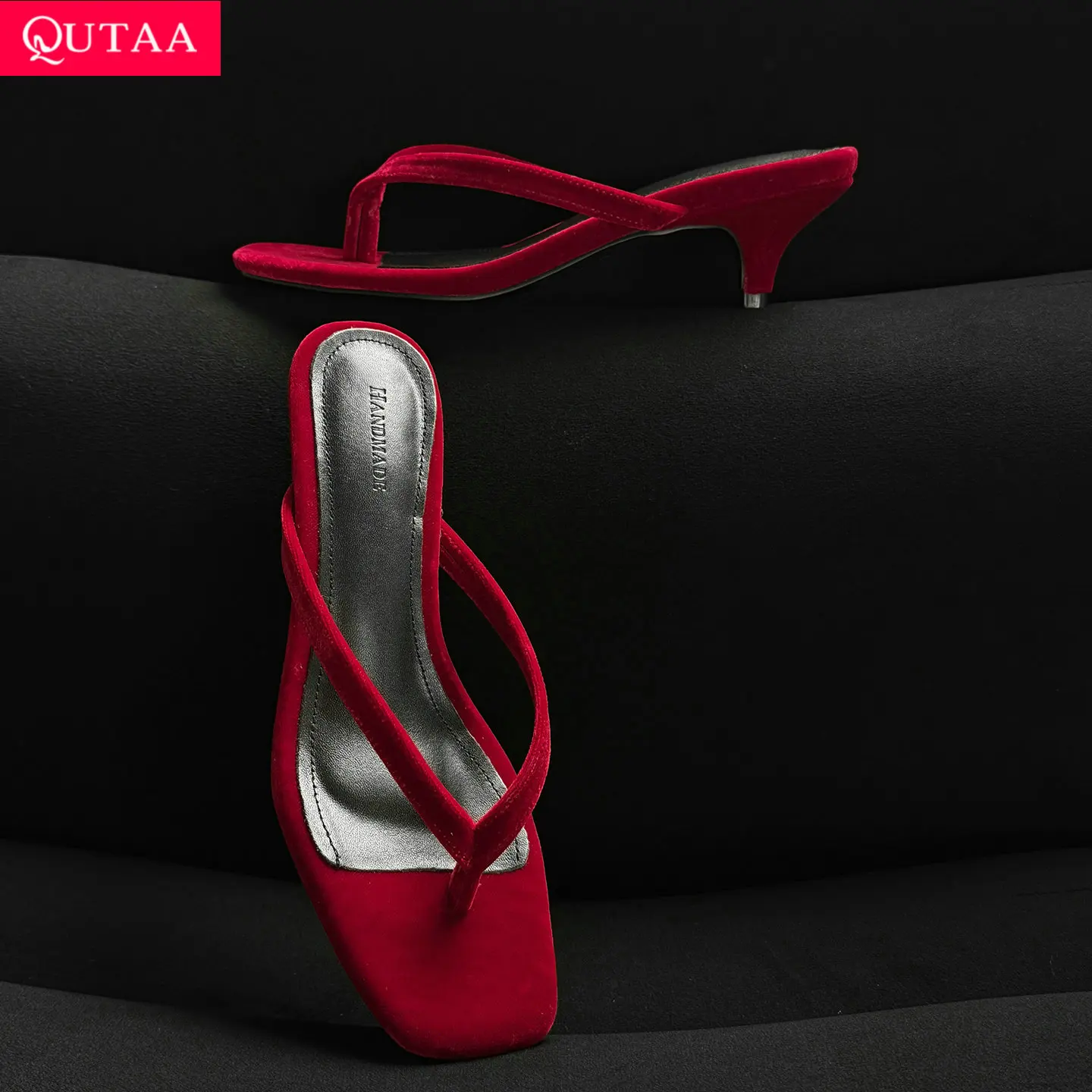 

QUTAA 2026 Fashion Women Flip-flops Summer Sandals Pumps Shoes High Heels Open Toe Round Toe Shoes Slippers Dress Party 34-39