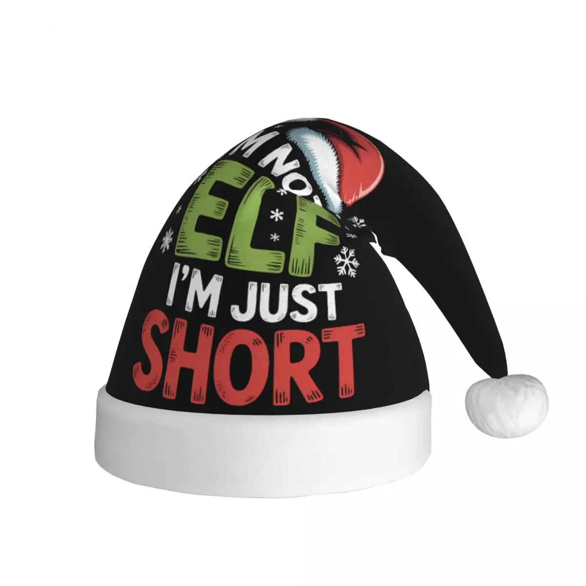 I'm Not An Elf Just Short Funny Christmas Christmas Hat for Adult Men Women Santa Hat Cap Xmas Decoration Headdress