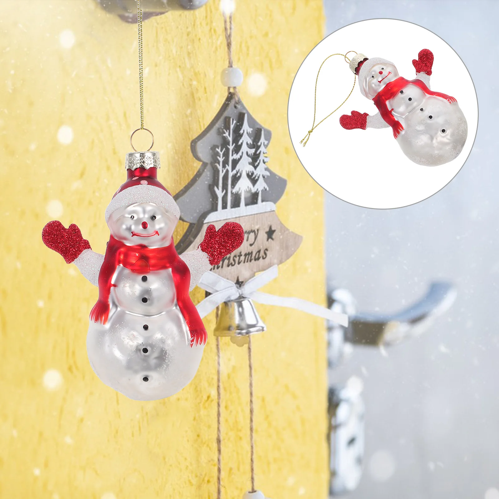 

Blown Glass Snowman Ornament Christmas Tree Hanging Decoration Holiday Decor Xmas Tree Snowman Christmas Party Decoration Indoor