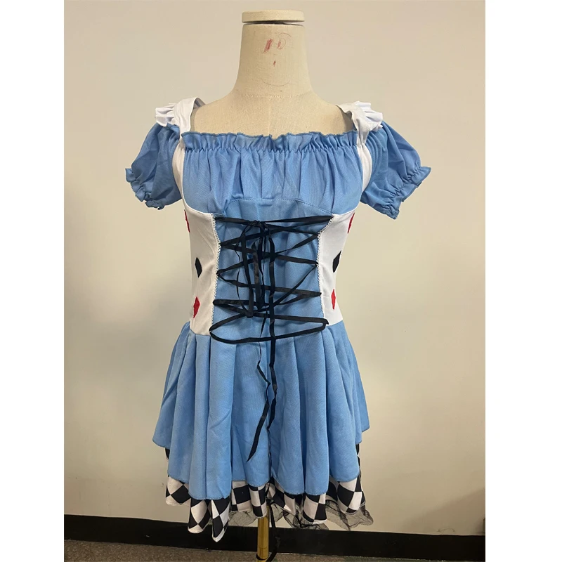 Meid Jurk Cosplay Kostuum Spel Alice Outfit Blauwe Lolita Jurk