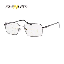 SHINU Progressive Multifocal Reading Glasses Full Metal Frame Presbyopia Eyeglasses Can See Near And Far Eyewear customized
