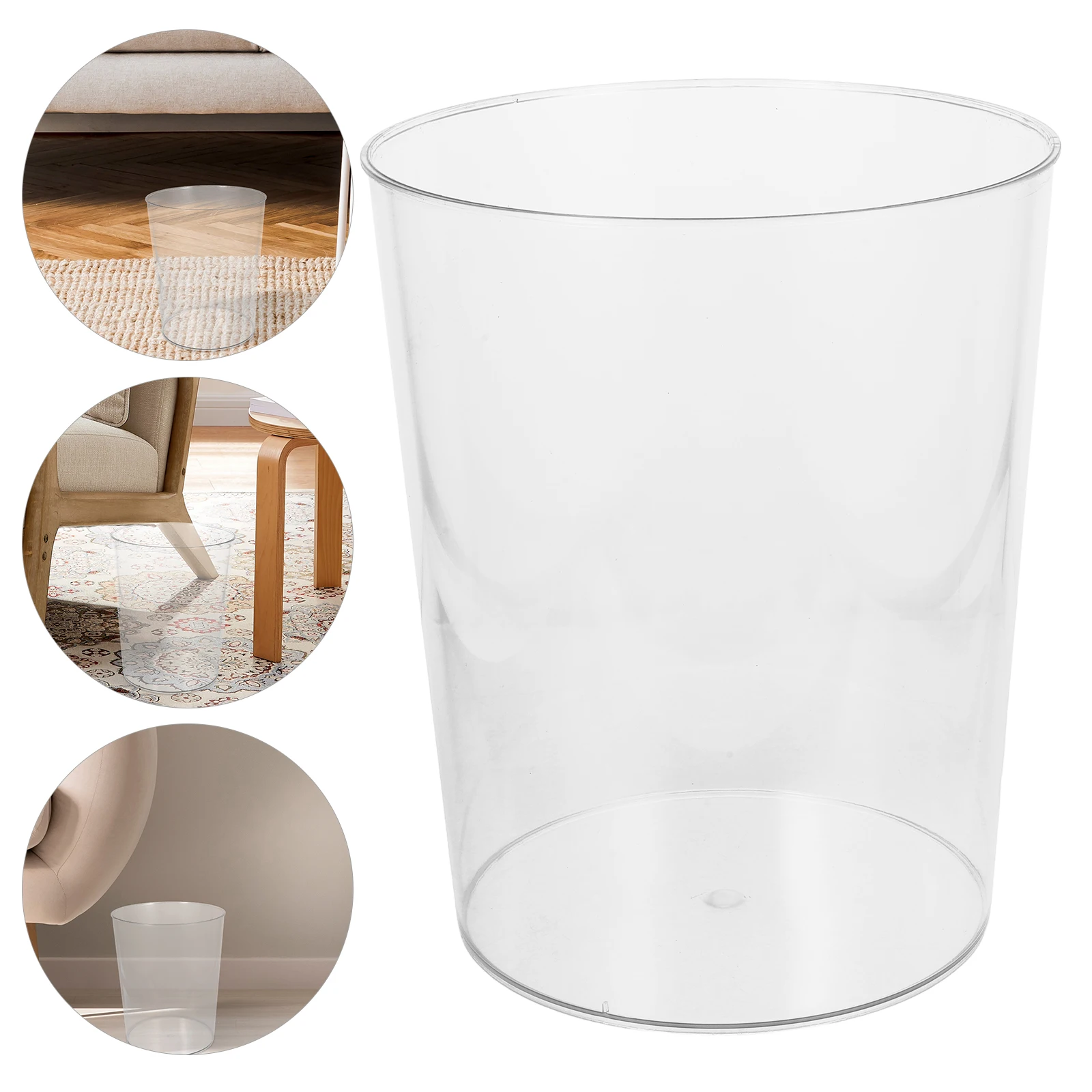 

2pcs 12L Transparent Storage Bucket Large Capacity Trash Can Garbage Bin Waste Basket Household Kitchen Bedroom Office Bathroom