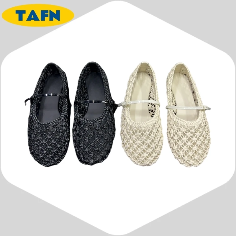 

Плетеные туфли на плоской подошве с круглым носком, туфли нейтрального цвета на плоской подошве для гардеробов, современные балетки для рабочей одежды AE2224