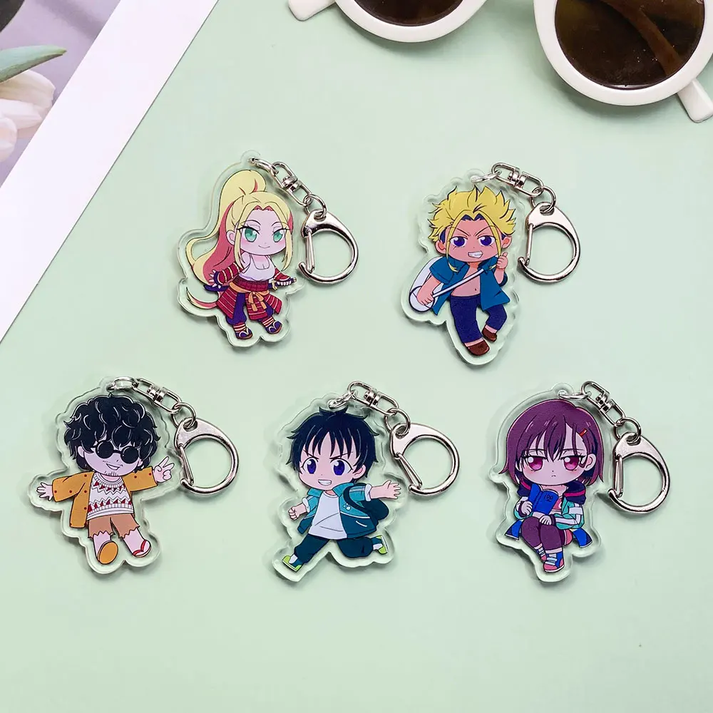 Personajes de Anime Zombie 100 llavero acrílico para coche accesorios divertidos dijes para bolso lindo colgante para mochila llavero regalos para amigos