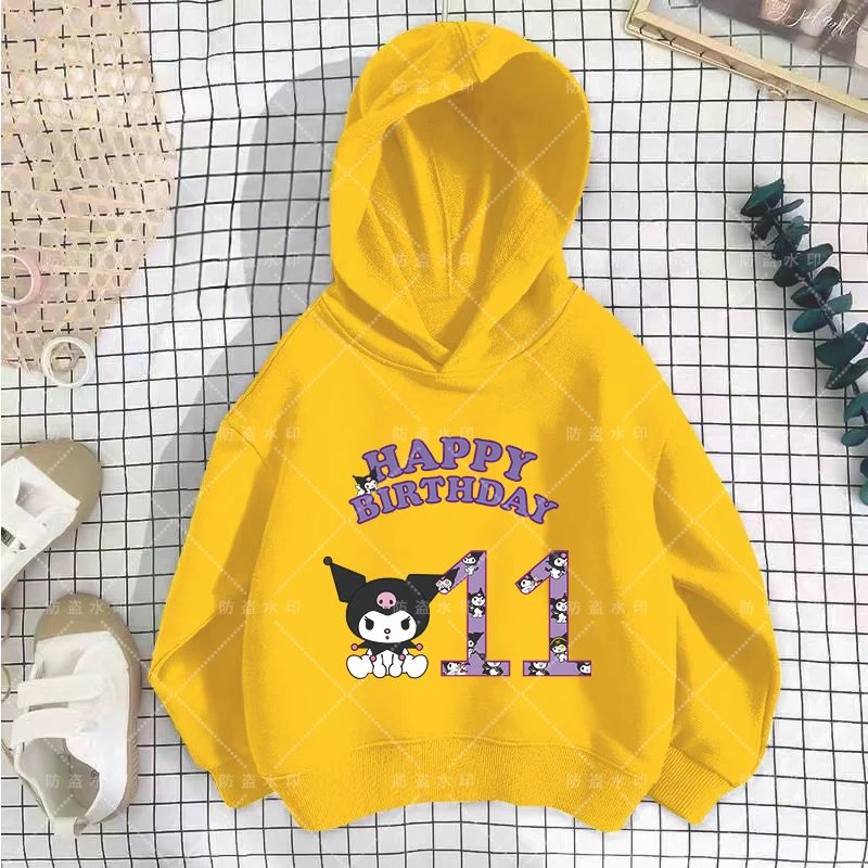 CaricMobKulomi-Sweat à capuche de dessin animé pour enfants, vêtements pour petites filles, haut Kawaii pour enfants, anniversaire, numéro 3-12, coréen, 2024