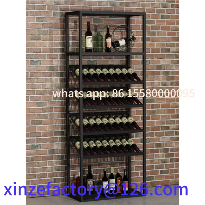 

Настраиваемый винный шкаф от пола до потолка для хранения и демонстрации красного вина, винная полка в ретро-европейском стиле из кованого железа.