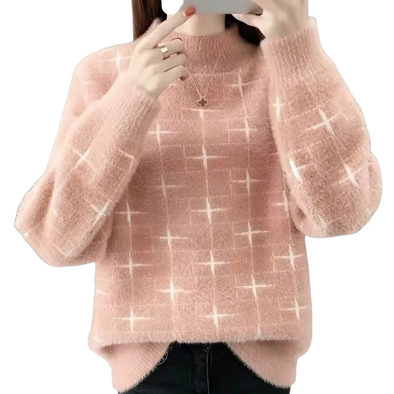 2025 New Spring Autumn Pullover Women Sweater Long Sleeve Sweaters Velvet Knit Loose Sweater