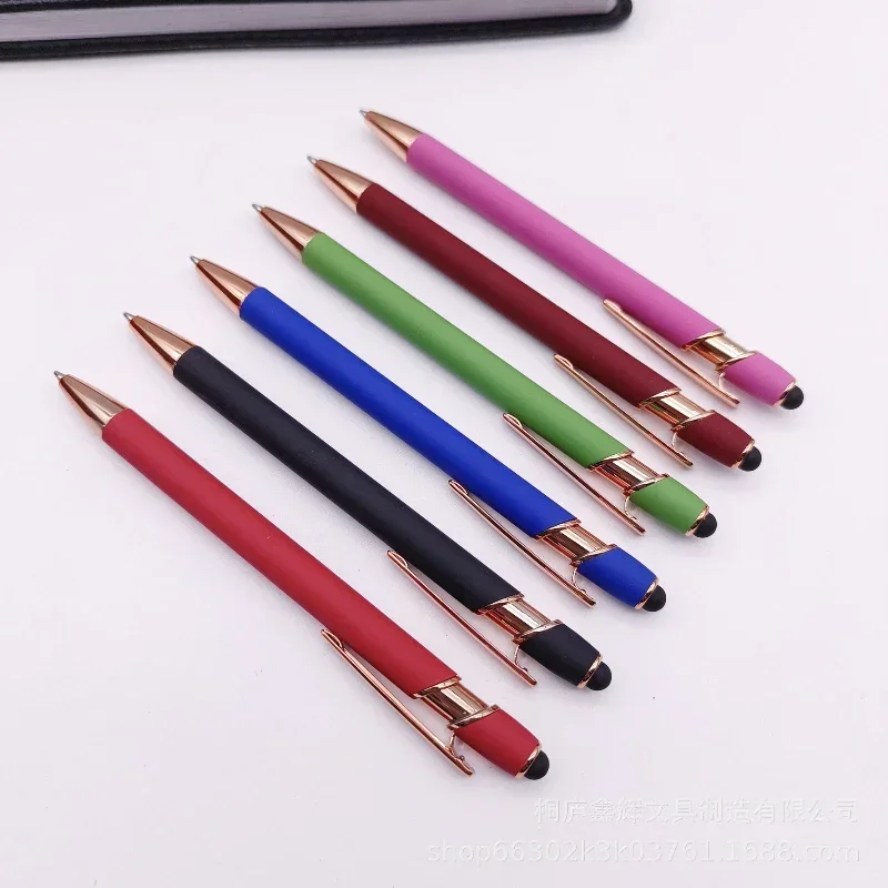 100pcs Free Engraving Aluminum Pen Lettering Metal Ballpoint with TouchScreen Advertising Gift Promotion Pens Multi Function Pen