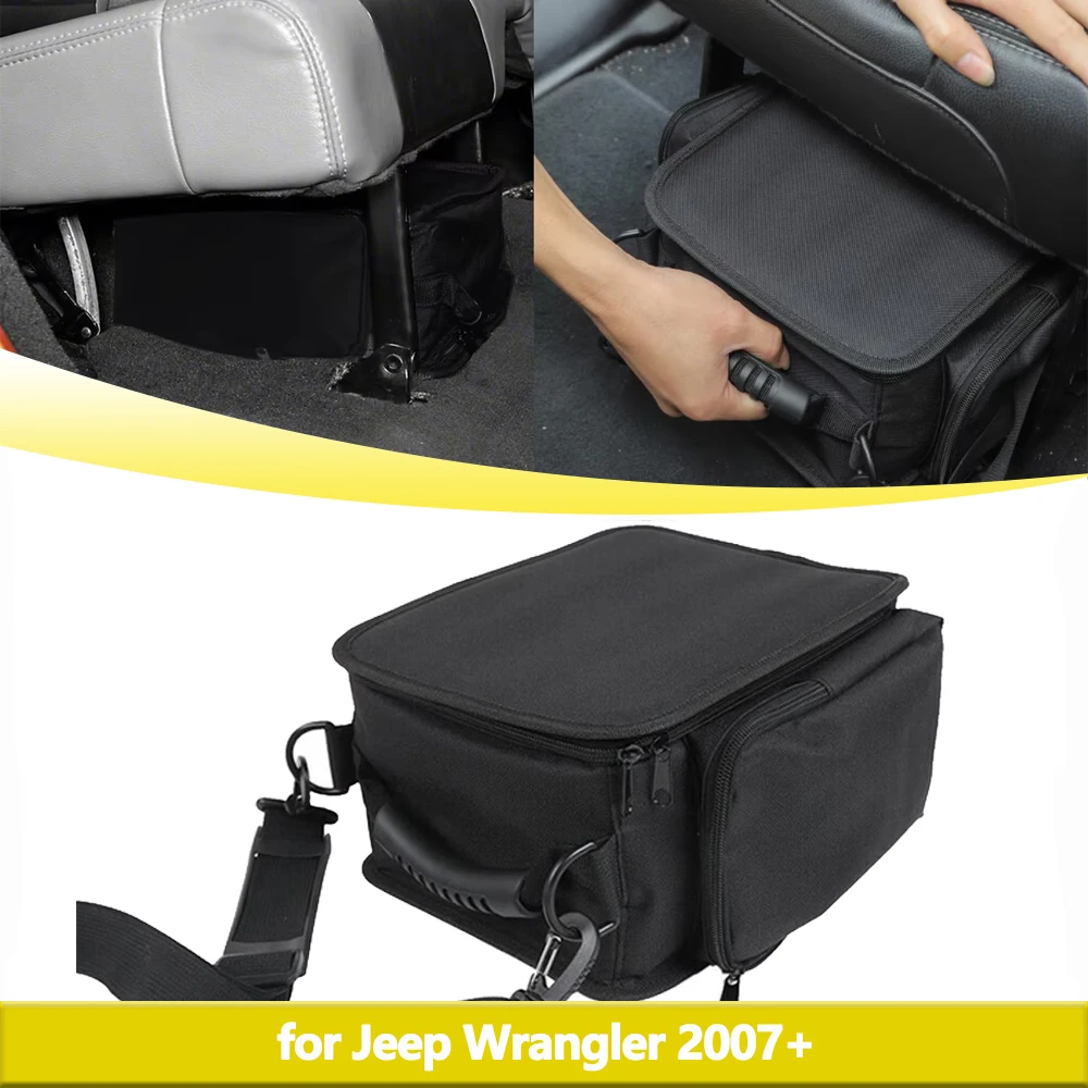 Wrangler Under Seat Storage Bag Fits Jeep 2007-2023 JK JL JLU Sports Rubicon Gladiator JT Stowing Tidying Backseat Organizer Box