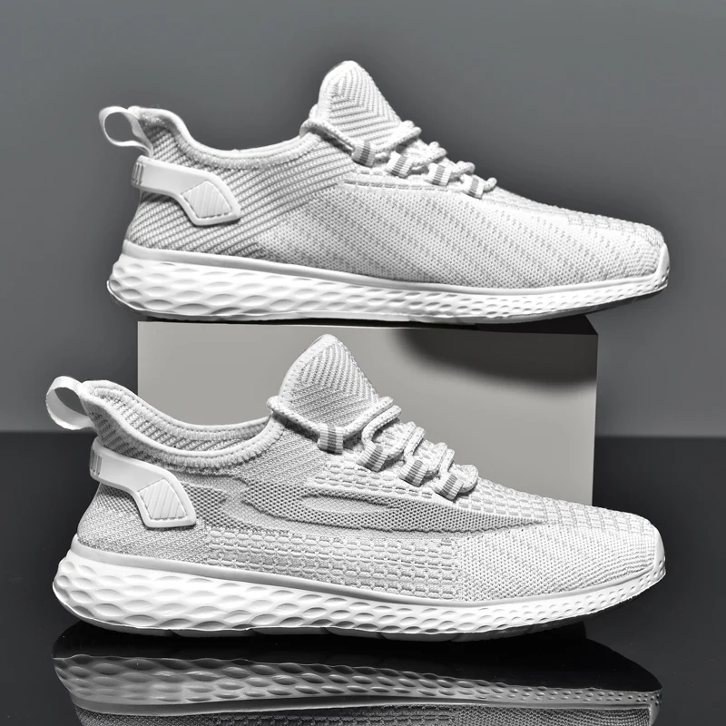 

Men's Comfortable Sneakers Breathable Knitted Fashionable Running Shoes New Luxurious Design Mesh Fabric Tenis Para Hombre Shoes
