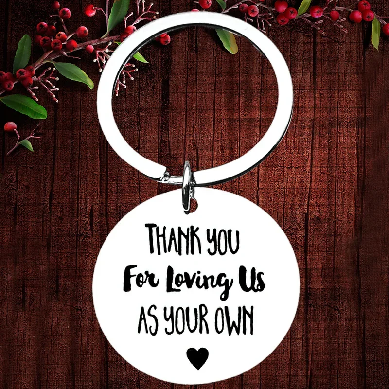 

Charm Thank You for Loving Us As Your Own Keychain Pendant Father's Day/Mother's Day Key Chain Keyring Step Father/Mother Gifts