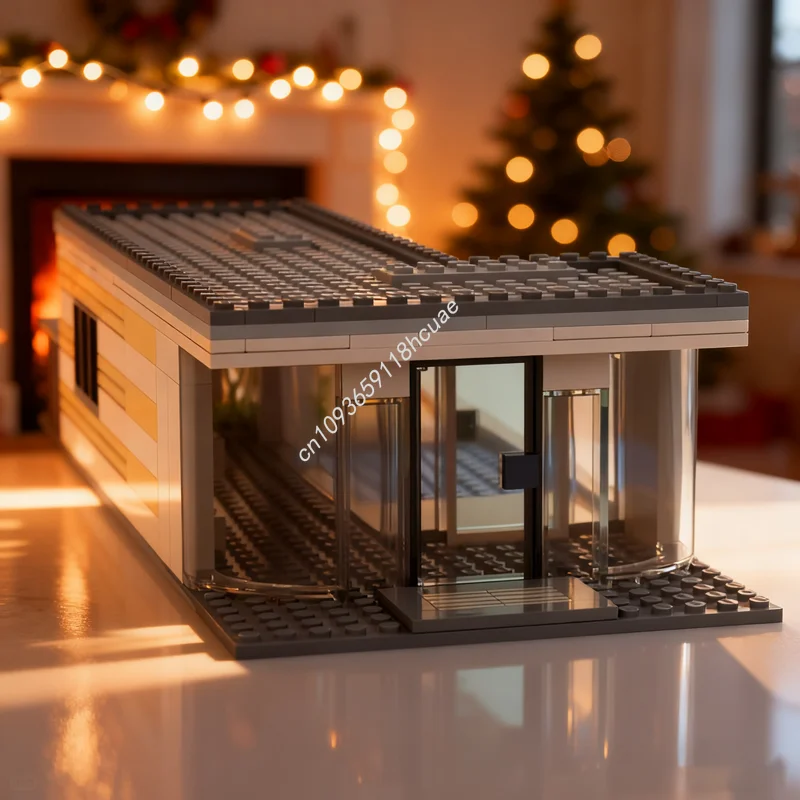 264 قطعة MOC منزل حمام السباحة العائلي صنع نموذج اللبنات هدية الكريسماس لعبة الهندسة المعمارية تجميع فكرة إبداعية ذاتية الصنع #1