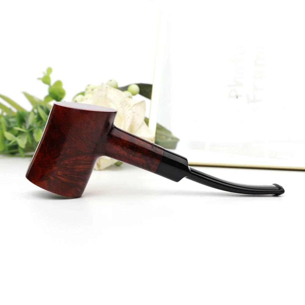 MUXIANG Briar Wood Hammer Shape Handmade Bent Stems Tobacco Pipe For Smoking 9mm Filters With 10 Pipe Smoking Accessory aa0275s