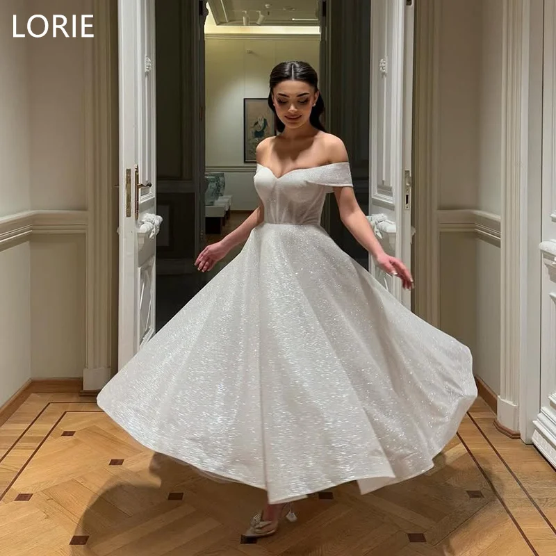 

LORIE A-line Gittle Shiny Sexy Wedding Dress Off Shoulder Backless Wedding Gowns Princess Bride Gown Customized Gift 2025