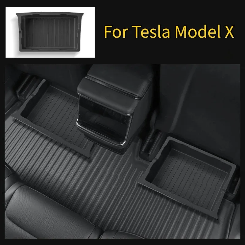 

Underseat Storage Box for Tesla Model X 2025 Car Seats Drawer TPE Hidden Storage Box Push Pull ModelX Car Interior Accessories