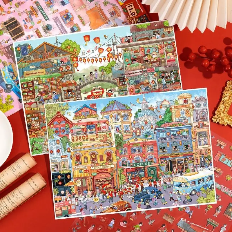 Плюс размер Kawaii Рождественская Новая Годовая серия 3D мультфильм миниатюрные наклейки сцены креативный коллаж DIY наклейки для скрапбукинга