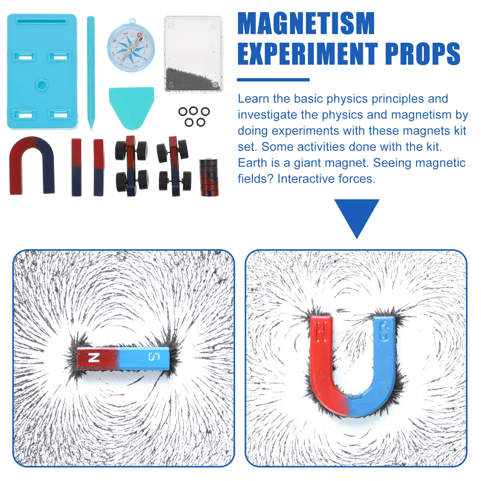 1 set 1 Set Basic Magnetism Experiment Kits Physics Lab Science Experiments Teaching For Kids Magnetic Science Kit Home Teaching