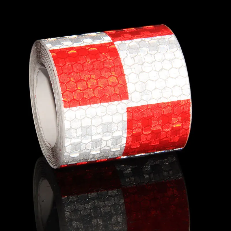 1 stücke 3m * 5cm Rot Weiß Diagonal Streifen Sicherheit Warnband Reflektierende Band Self-klebeband verkehrs Reflektierende Aufkleber Reflektor