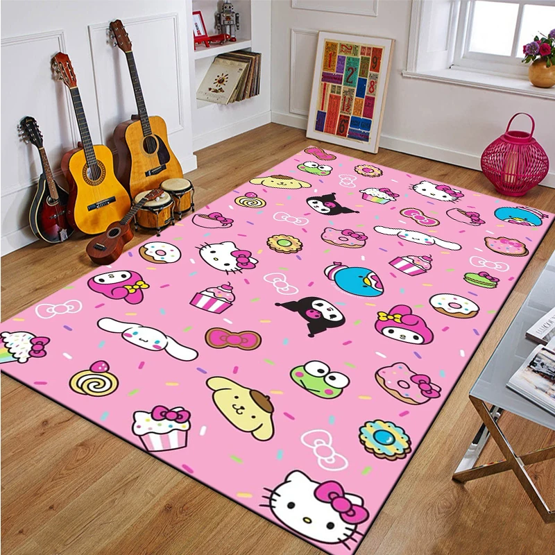 Sanrio Kuromi Anime Large Area Rug 3D Carpet for Living Room Kids Bedroom Sofa Kitchen Kids Decorate Children Non-slip Floor Mat