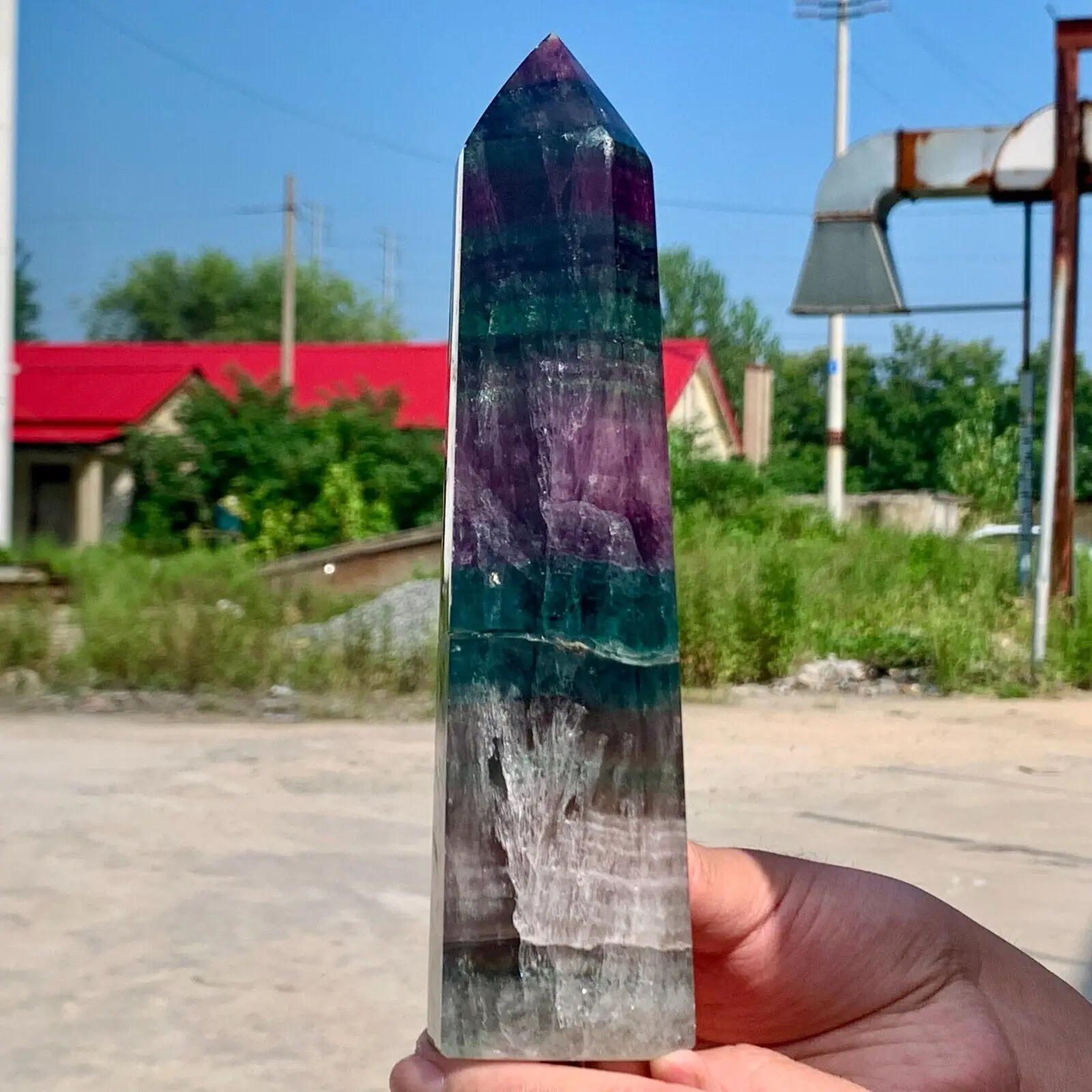 Natural Fluorite Crystal Column Magic Wand Obelisk Point Earth Healing