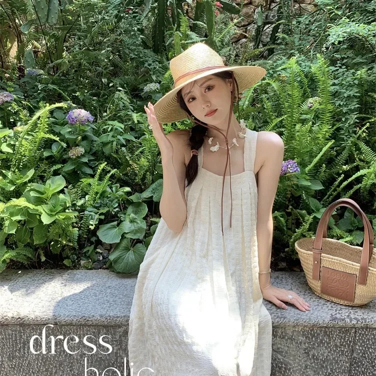 

Boho Straw Hat Wide Brim - Summer Beach Hat with Leather Lace Trim, Breathable Vacation Accessory