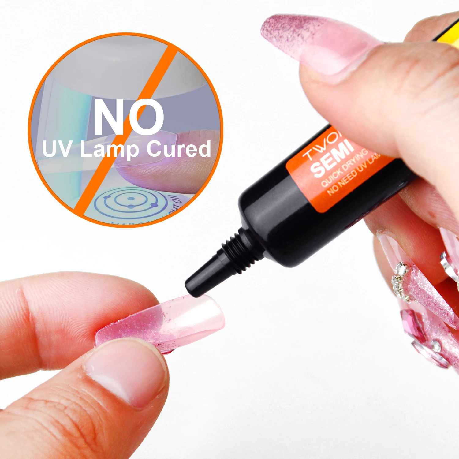 TWOING Quick-Dry Semi-Solid Nail Glue, Strong Adhesive for Press-On Nails, False Tips & Rhinestones, Waterproof, No UV Lamp