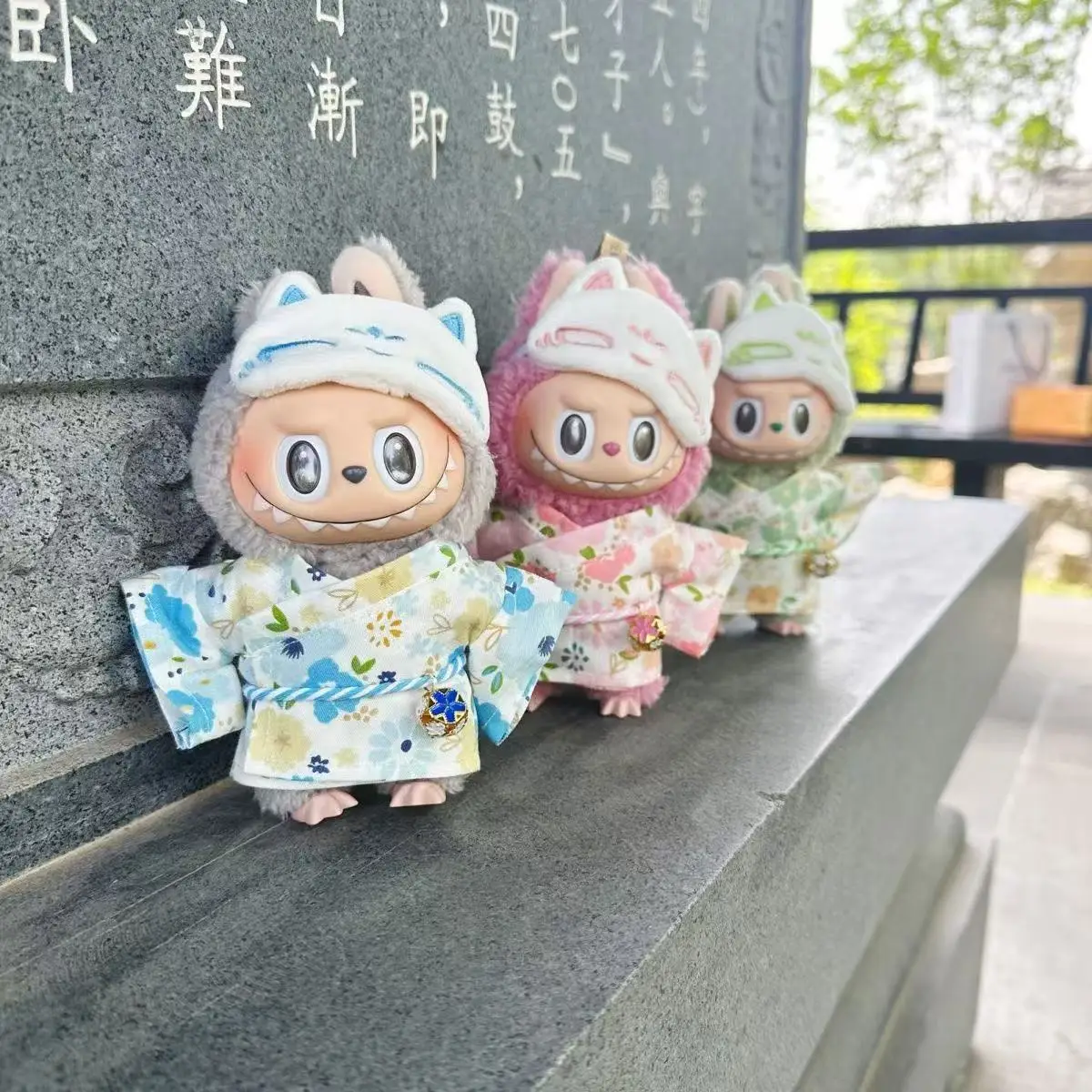 

Summer Fresh Style Japan Kimono Set for 15/17cm Labubu Doll Gentle Light Color Clothes Doll Accessories