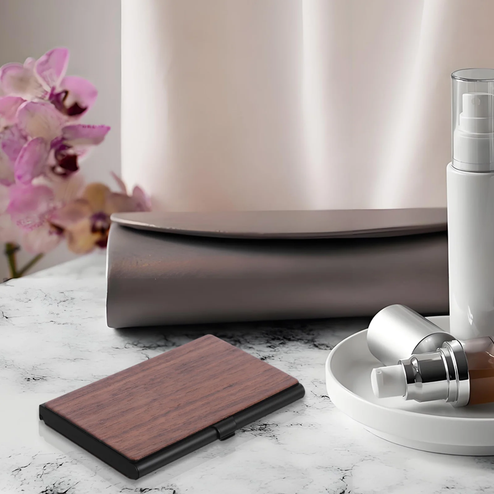 

Grain Business Card Holder Exquisite Craftsmanship Versatile Desk Display Organizer for Professionals Men Women