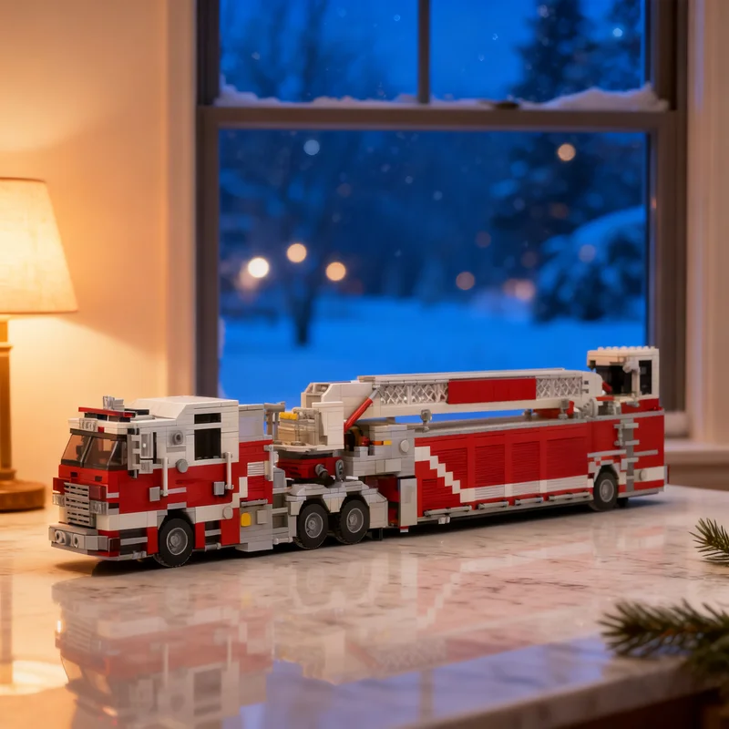 2274pcs MOC City Fire Pierce Arrow XT Tandem Axle Tiller Puget Sound RFA Ladder 346 Model Building Blocks Construction Education
