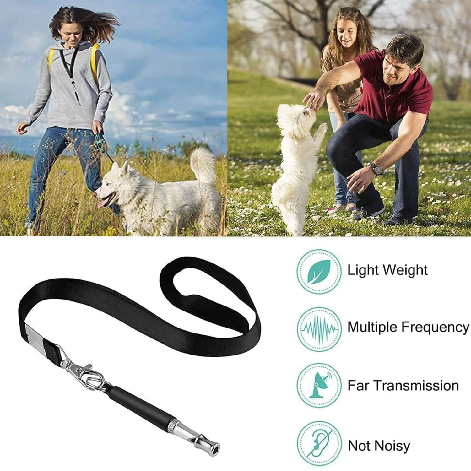 Dog Whistle with Lanyard Adjustable Ultrasonic Silent Dog Whistle Recall Dog Training Whistles to Stop Barking Control Devices