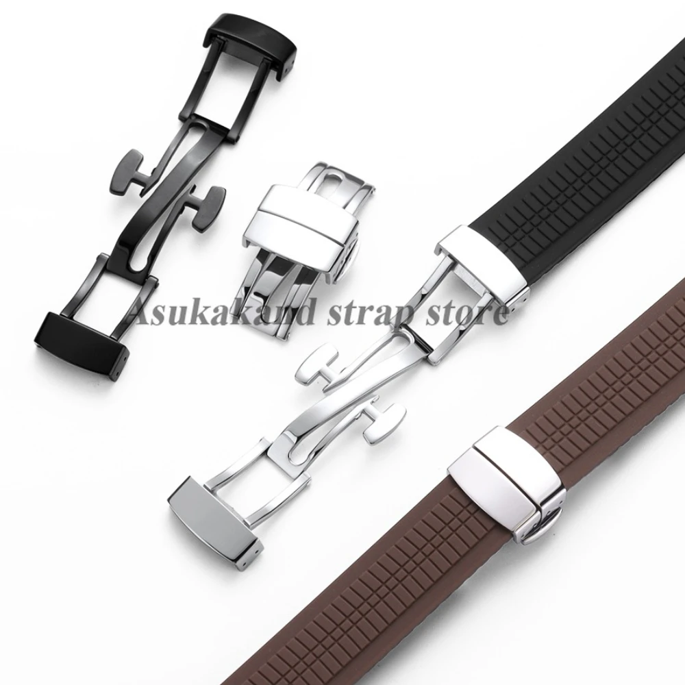 16mm 18mm Stainless Steel Polished Watch Buckles for Patek Philippe for Aquanaut Silicone 5164A 5167A 5168A Metal Folding Clasp