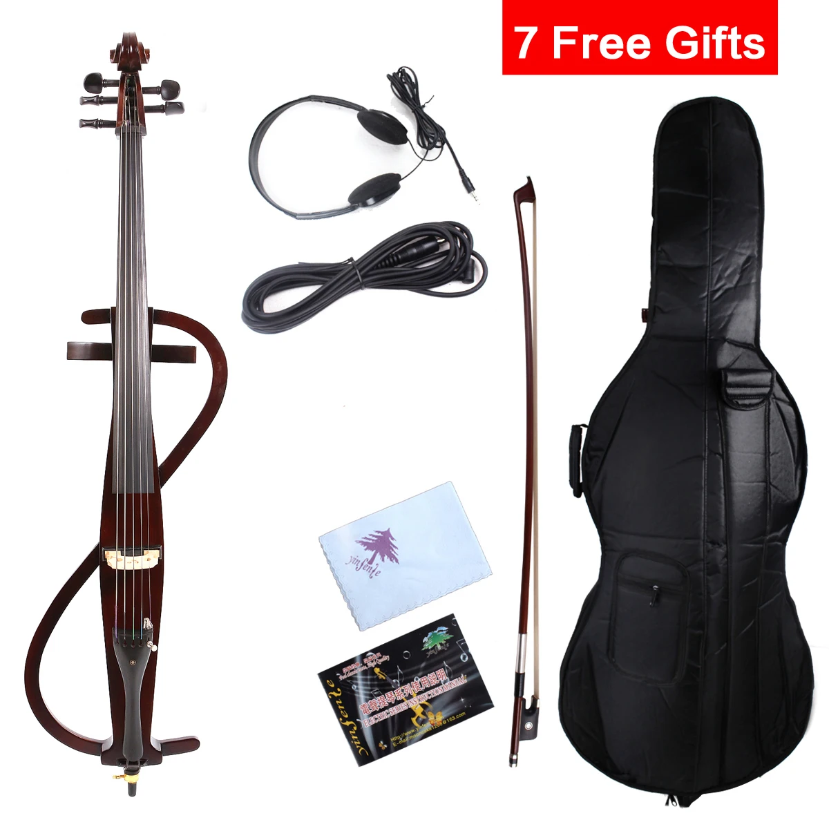 

5 string red color 4/4 Electric Cello Powerful Sound Solid wood Yinfente #1465