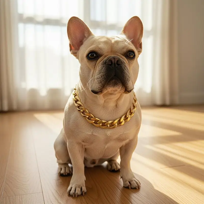 Bling Cuban Dog Chain Collar Premium Metal Pet Collar with Secure Buckle and Diamond Decor for Dog Daily Walking Use
