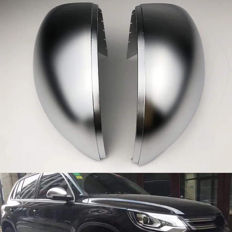 Side Wing Mirror Caps Cover For VW Tiguan Allspace L MK2 2010 2011 2016 Sharan 2013-2018 Replacement Caps Pair matt chrome style 